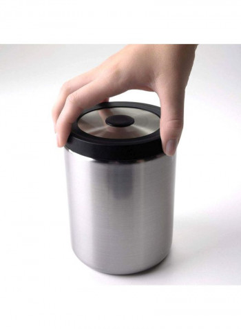 5-Piece Steel PressTop Canister Set Silver/Black 5x (3.12, 2.08, 1.13, 0.56, 0.28)L