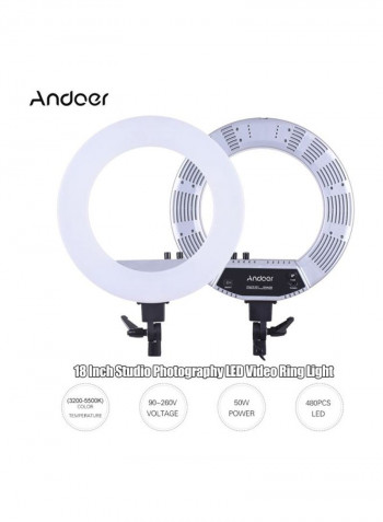 Bi-Colour LED Photography Ring Light White/Black