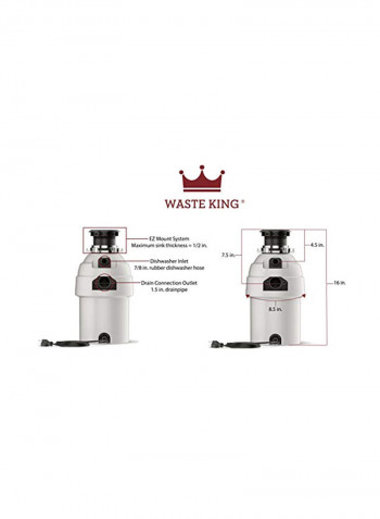 Garbage Disposal White/Black 8.5x8.5x16inch