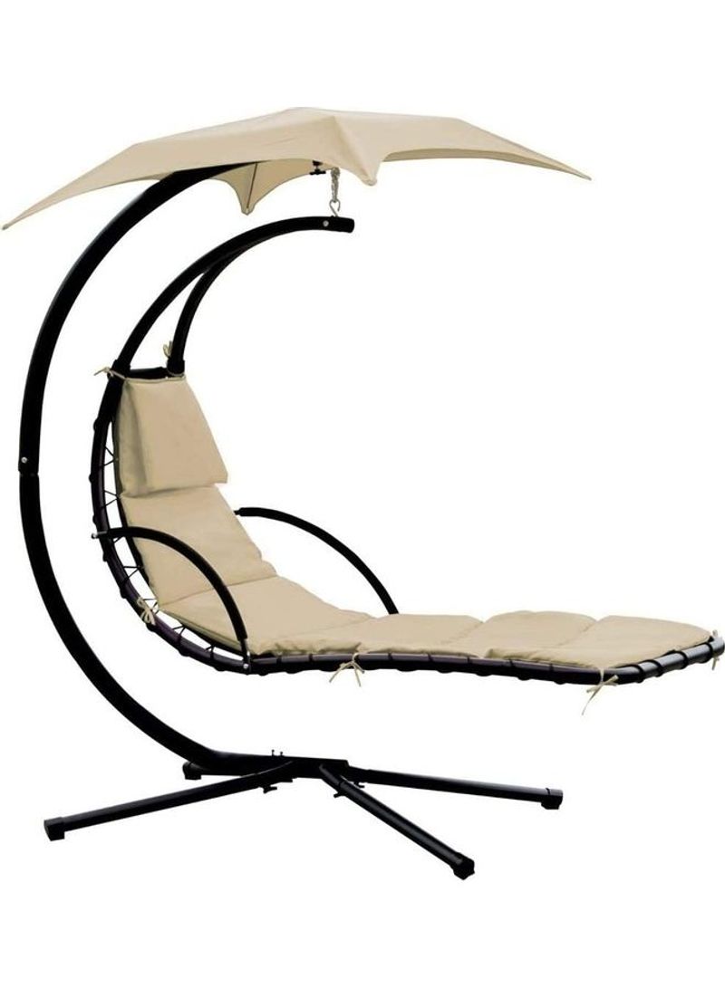 Hanging Chaise Lounger Chair Beige/Black