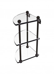 3-Tier Corner Glass Shelf Clear/Black 8x8x15inch reviews 3-Tier Corner Glass Shelf Clear/Black 8x8x15inch