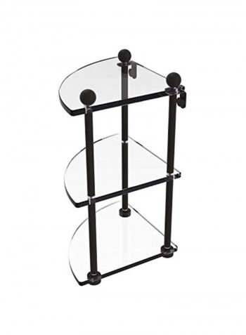 3-Tier Corner Glass Shelf Clear/Black 8x8x15inch