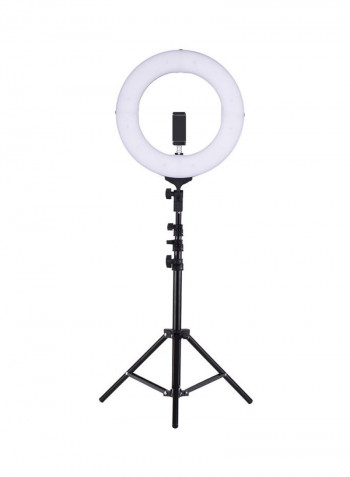 8-Piece Bi-Colour Dimmable Ring Photography Light Set 14inch White/Black