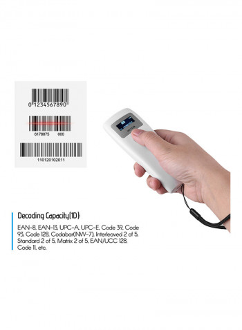 USB Wired Handheld Barcode Scanner White