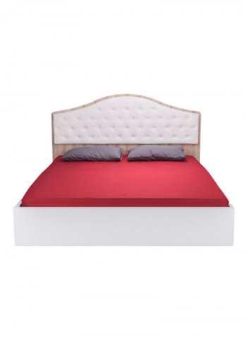 Victoria New Fabric King Bed White/Brown 180 x 200centimeter
