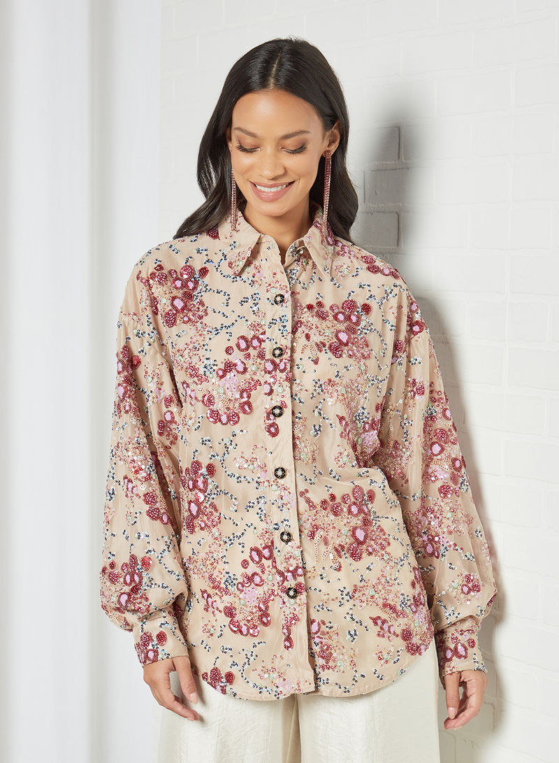 Sequin Oversized Shirt Multicolor