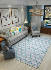 Pattern Printed Non-Skid Carpet Grey/Blue 140x200centimeter