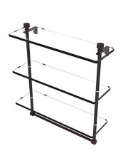 3-Tier Integrated Towel Bar Glass Shelf Clear/Black 16inch