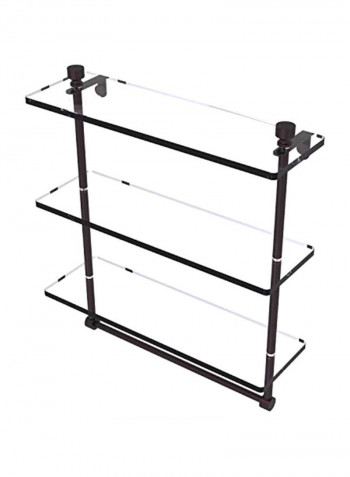 3-Tier Integrated Towel Bar Glass Shelf Clear/Black 16inch