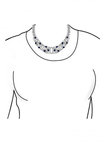 Rhodium Plated Brass Pearl Studded Collar Statement Necklace