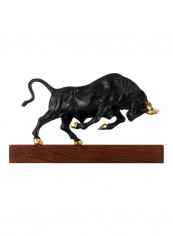 Vigorous Bull Sculpture Black/Brown/Gold 12.6x7.9x3.9inch