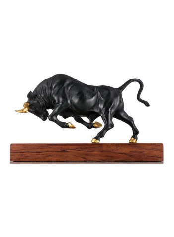 Vigorous Bull Sculpture Black/Brown/Gold 12.6x7.9x3.9inch