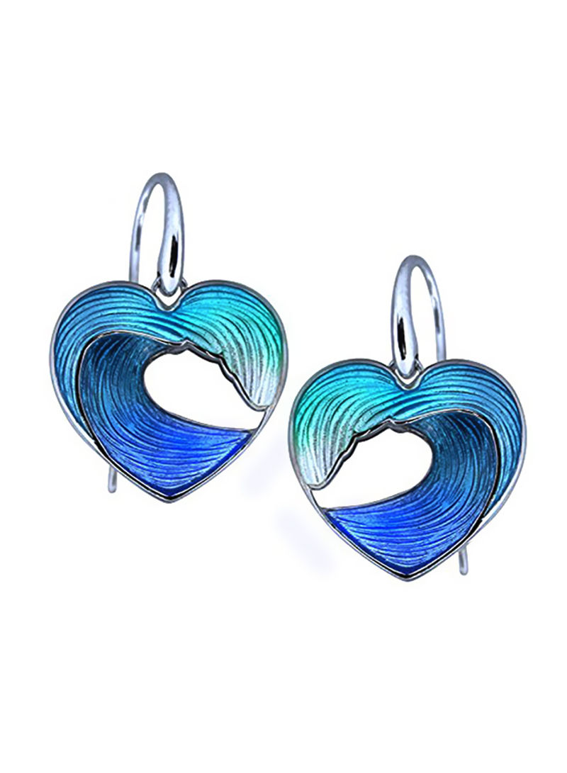 925 Sterling Silver Enamel Studded Heart Of The Sea Dangle Earrings