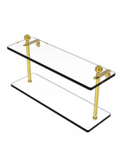 Mambo Collection Two Tiered Glass Shelf Clear/Gold 16inch