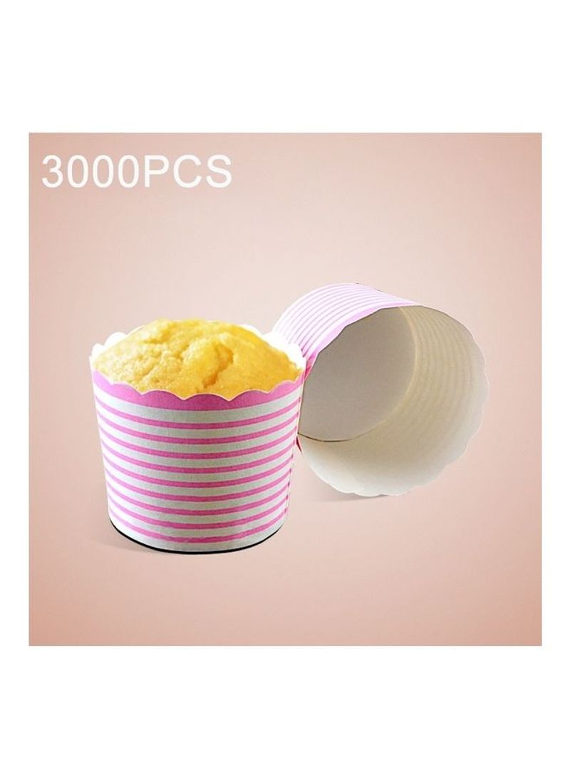 3000-Piece Round Lamination Cake Baking Cup Pink/White