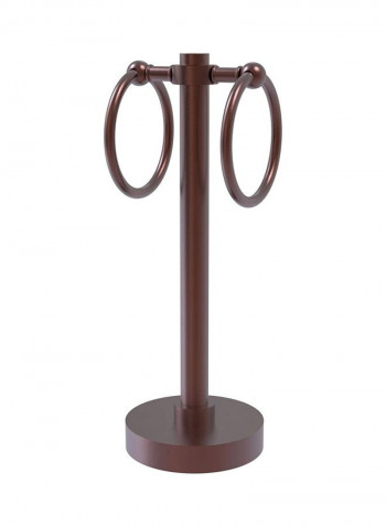 2 Ring Vanity Top Towel Holder Brushed Bronze 12x5x5inch