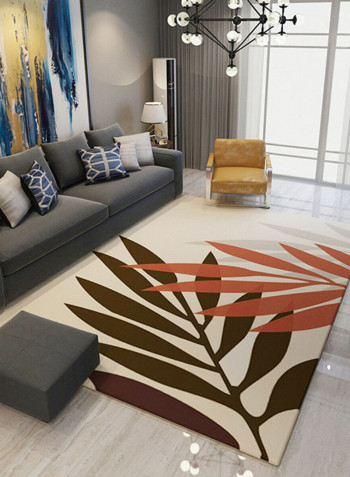 Leaves Pattern Rectangle Shape Soft Mat Brown/Orange 140X200centimeter