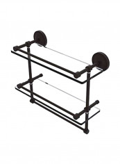 Double Towel Bar Glass Shelf Clear/Black 16inch reviews Double Towel Bar Glass Shelf Clear/Black 16inch