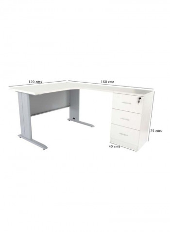 Stazion Modern Office Workstation Desk White 120x75x160cm