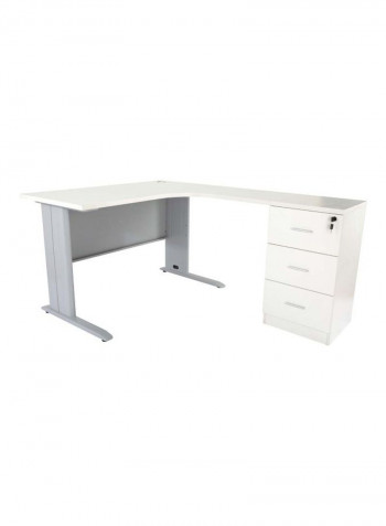 Stazion Modern Office Workstation Desk White 120x75x160cm