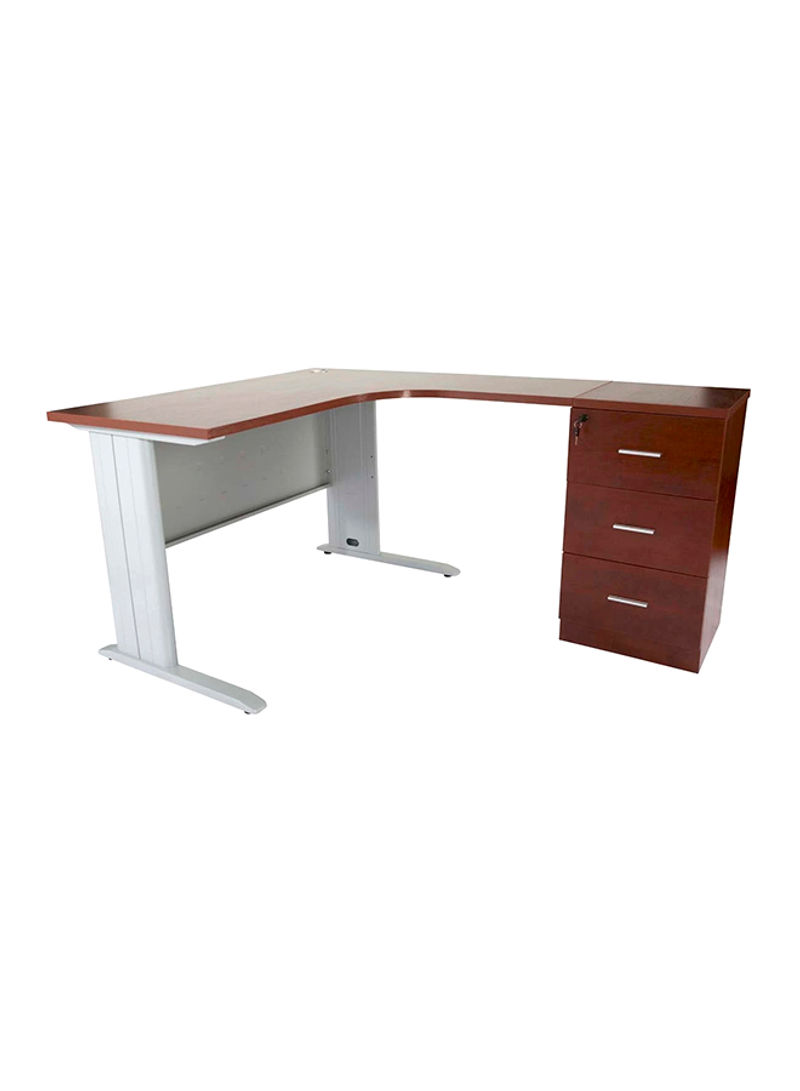 Stazion Office Workstation Desk Brown/Silver 120x75x120centimeter