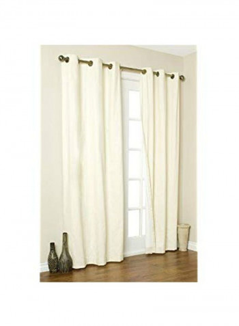 2-Piece Cotton Panels Beige 160x84inch