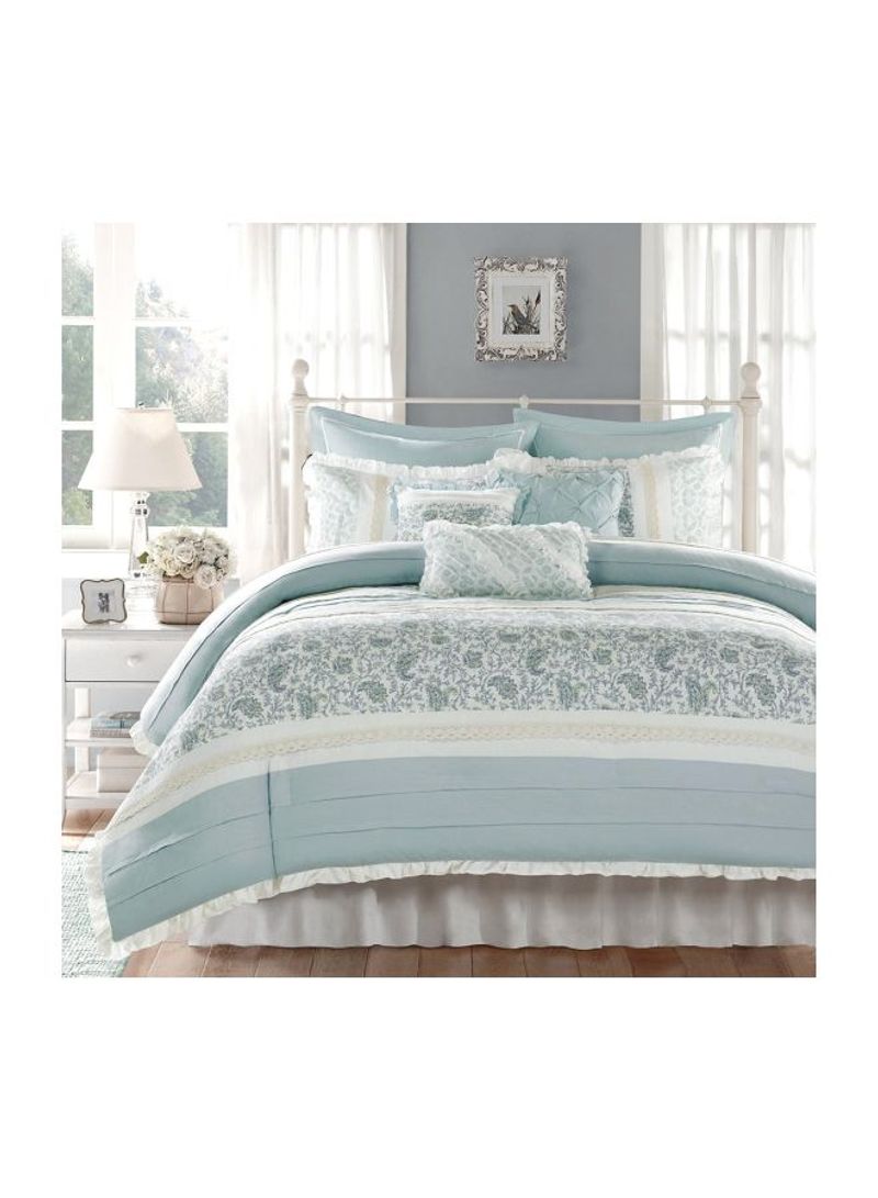 9-Piece Bedding Set Blue Queen