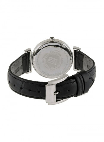 Women's Black Mother Of Pearl Dial Leather Band Watch - SL2008-01