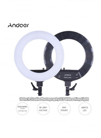Bi-Colour LED Photography Ring Light White/Black