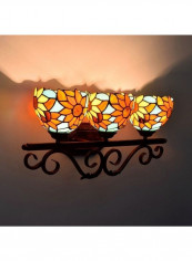 Sun Flower Glass Three Heads Front Decoration Light Multicolour