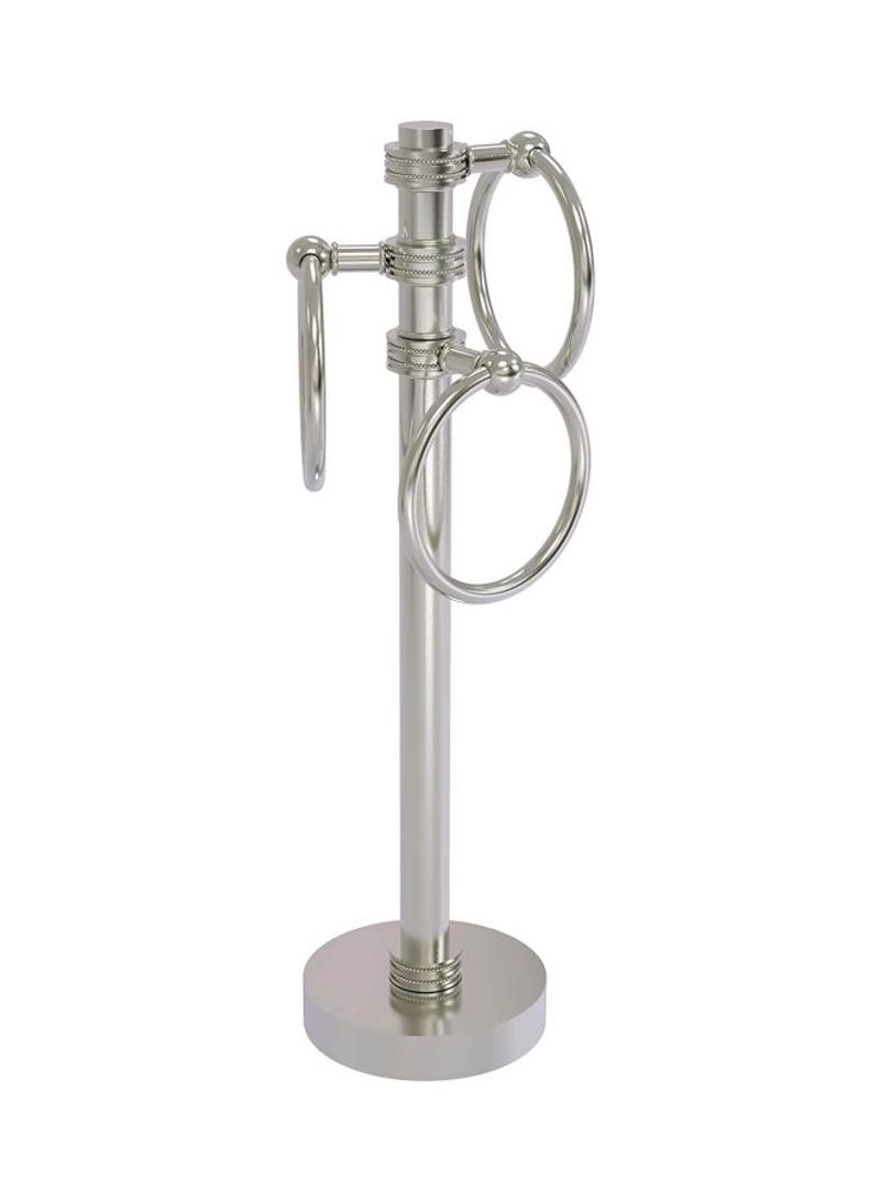 Vanity Top 3 Ring Dotted Accents Guest Towel Holder Satin Nickel 5x15x8inch