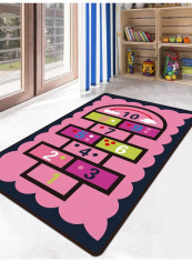 Number Washable Mat For Kid's Room Pink 140 x 200cm