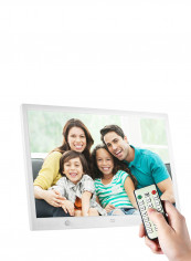 15 Inch Large Screen LED Digital Photo Frame With Motion Detection Sensor Touch Keys, Support Remote Control White