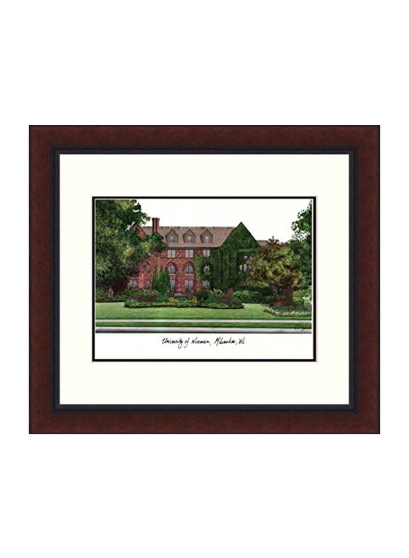 Decorative University Of Wisconsin Wall Poster With Frame White/Brown/Green 18x16inch