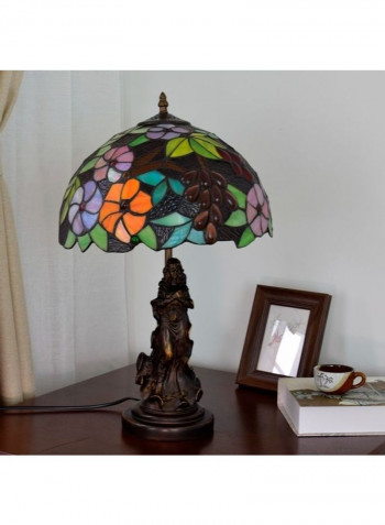 Retro Grape Flower Stained Glass Lampshade Table Lamp Multicolour 48x39x28cm