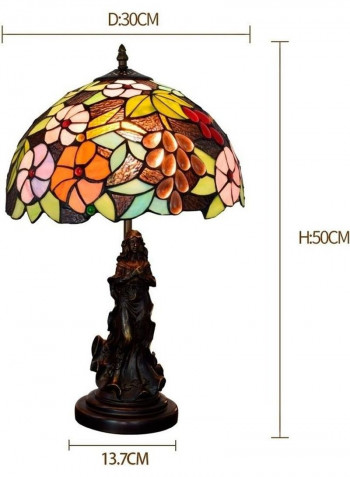 Retro Grape Flower Stained Glass Lampshade Table Lamp Multicolour 48x39x28cm
