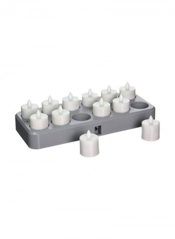 12-Piece LED Rechargeable Tea Lights Warm White 12x5x3inch