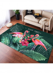 Flamingo Plant Pattern Living Room Carpet Green 160x230centimeter