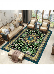 Floral European Style Bedroom Living Room Carpet Green 160x230centimeter
