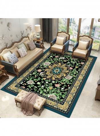 Floral European Style Bedroom Living Room Carpet Green 160x230centimeter