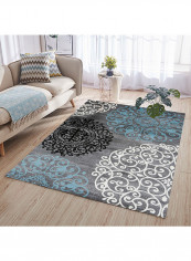 3D Flower Pattern Beautiful Rectangular Carpet Blue/White 160x230centimeter
