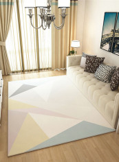 Anti-Slip Geometric Printed Carpet Green/Beige 140x200centimeter