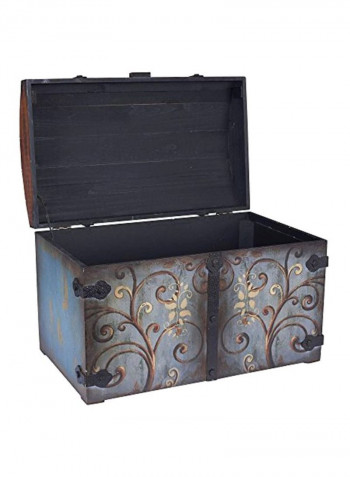 Wooden Storage Trunk Blue/Brown/Gold