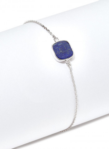 18 Karat White Gold Lapis Lazuli Single Stone Bracelet