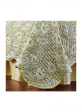 4-Piece Paisley Verveine Reversible Quilt Set Green/Beige/White King