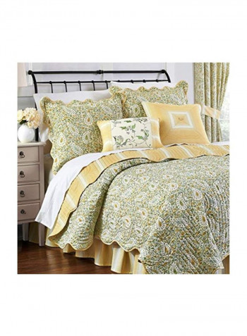 4-Piece Paisley Verveine Reversible Quilt Set Green/Beige/White King