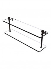 Foxtrot Collection Two Tiered Glass Shelf Clear/Black 22inch