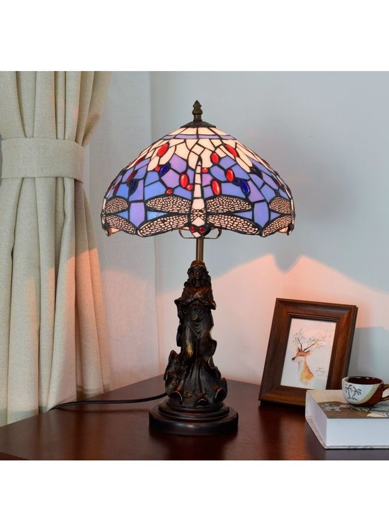 Mediterranean Stained Glass Lampshade Table Lamp US Plug Multicolour