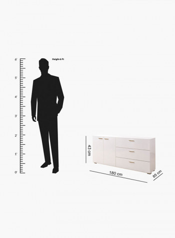 Dual-Door Picasso Side Board With Drawer White