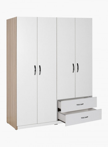 4-Door And 2-Drawers Wardrobe Multicolour 140 x 182 x 53centimeter